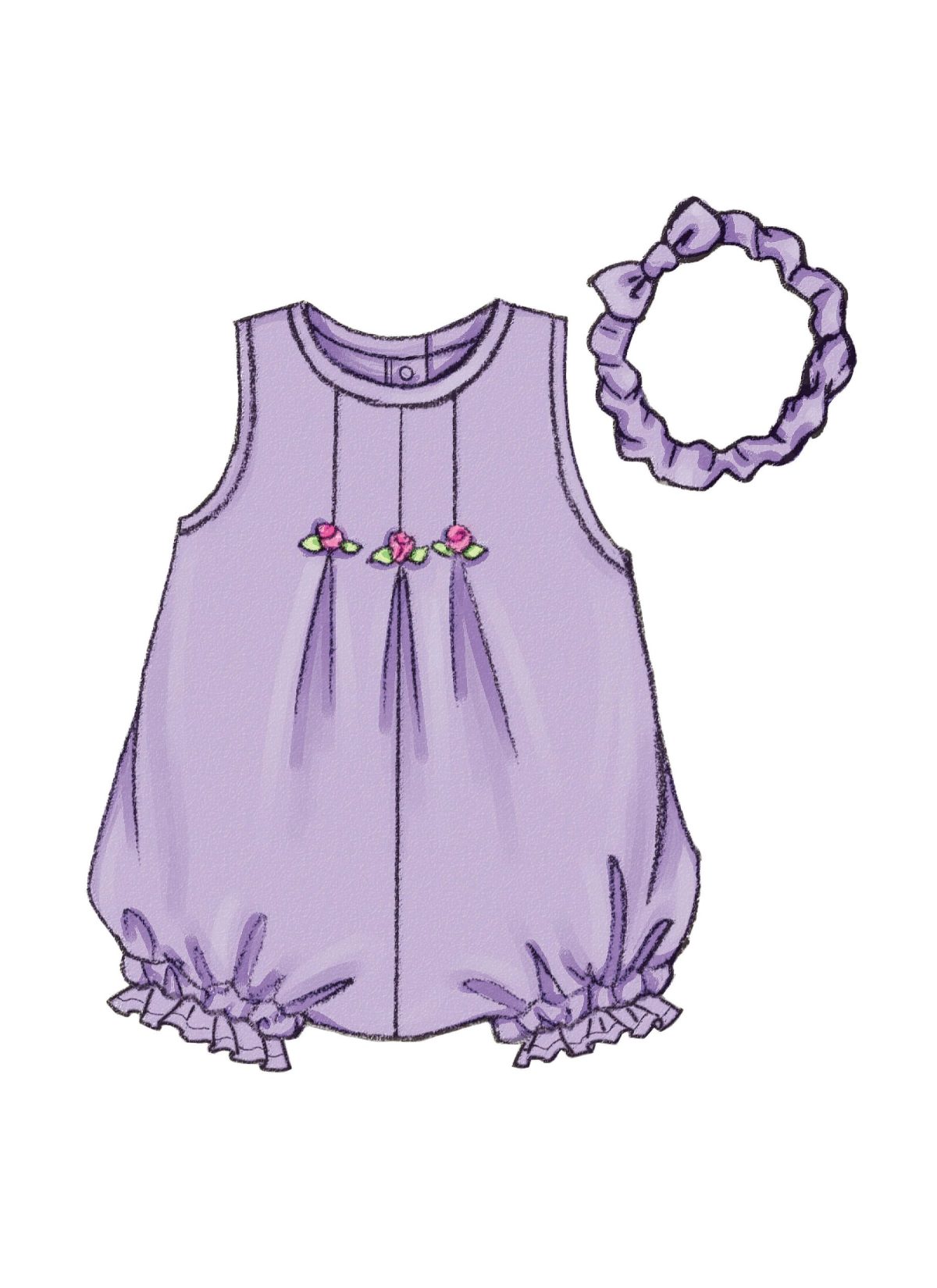 Butterick Sewing Pattern B3405 Infants' Dress, Top, Romper, Panties, Hat & Headband