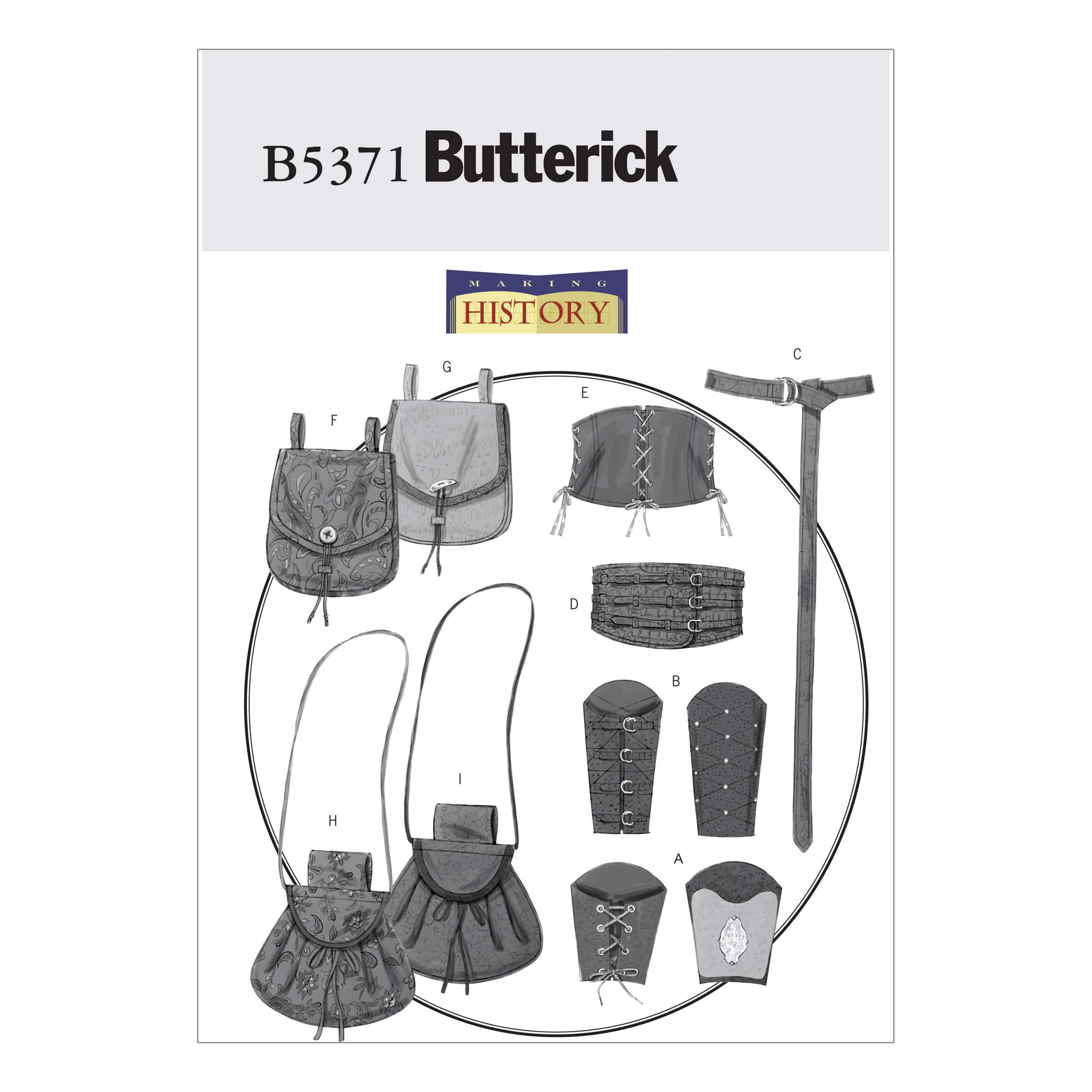 Butterick Sewing Pattern B5371 Misses’/Men’s Wrist Bracers, Corset, Belt And Pouches