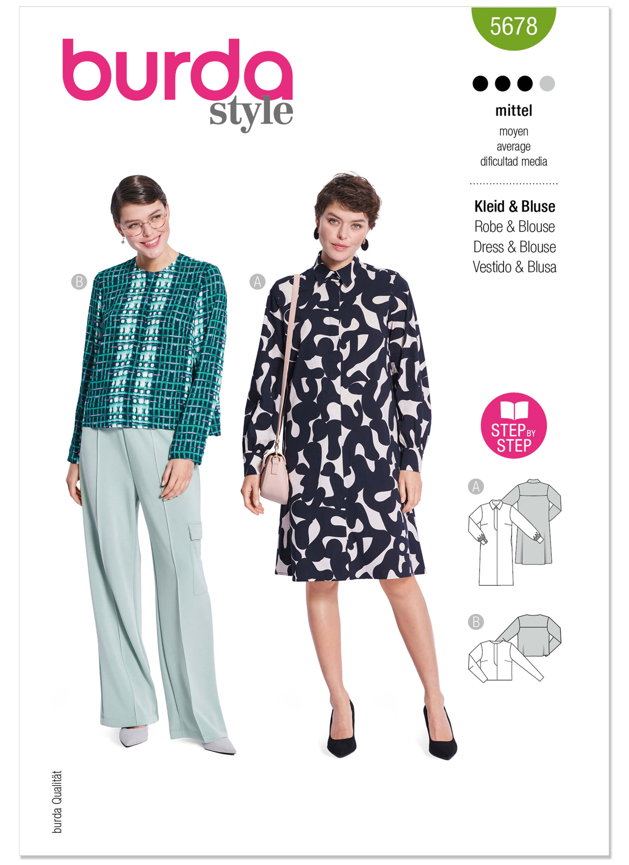 Burda Style Sewing Pattern 5678 Misses' Dress and Blouse