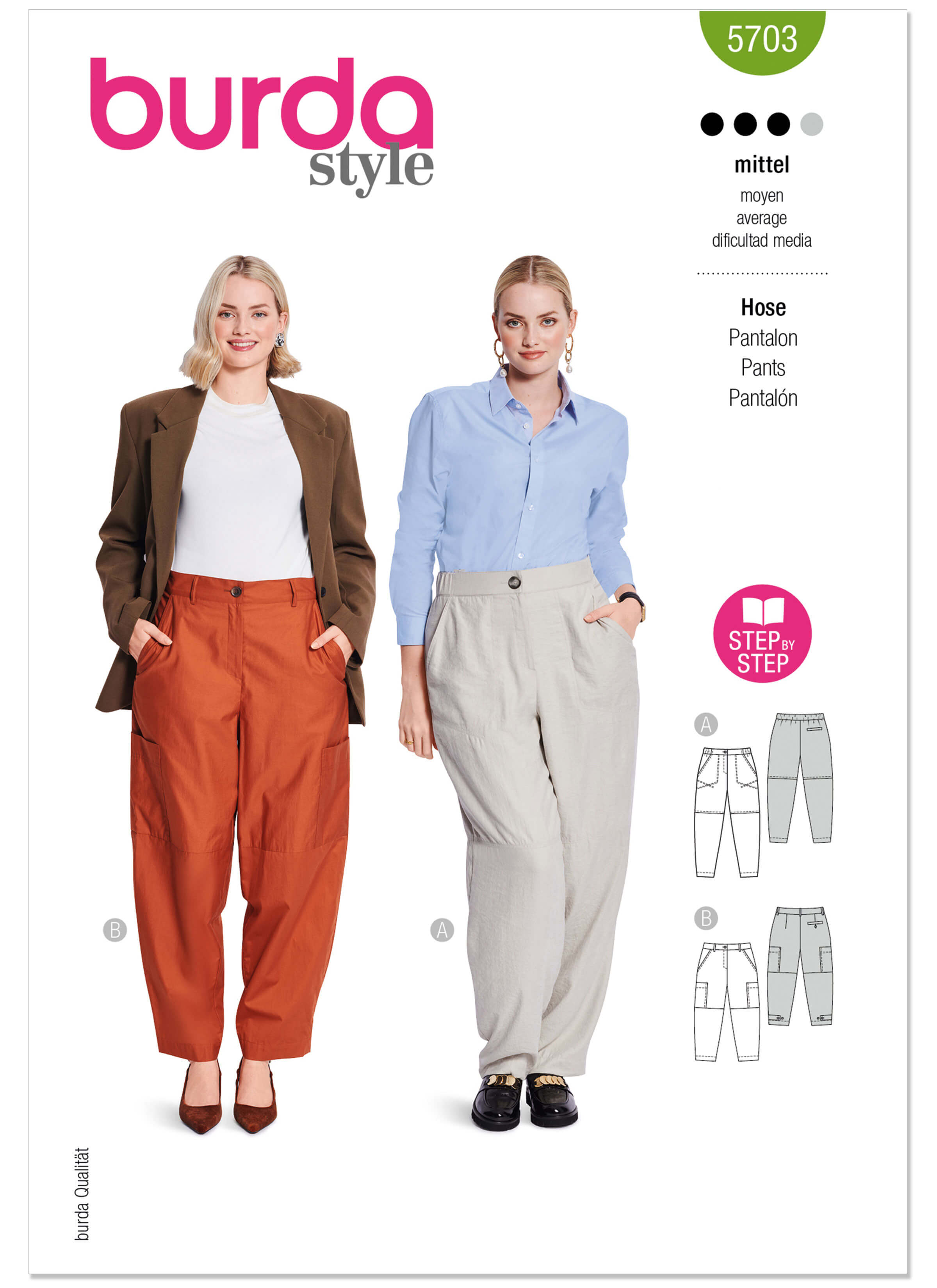 Burda Style Sewing Pattern 5703 Misses' Trousers
