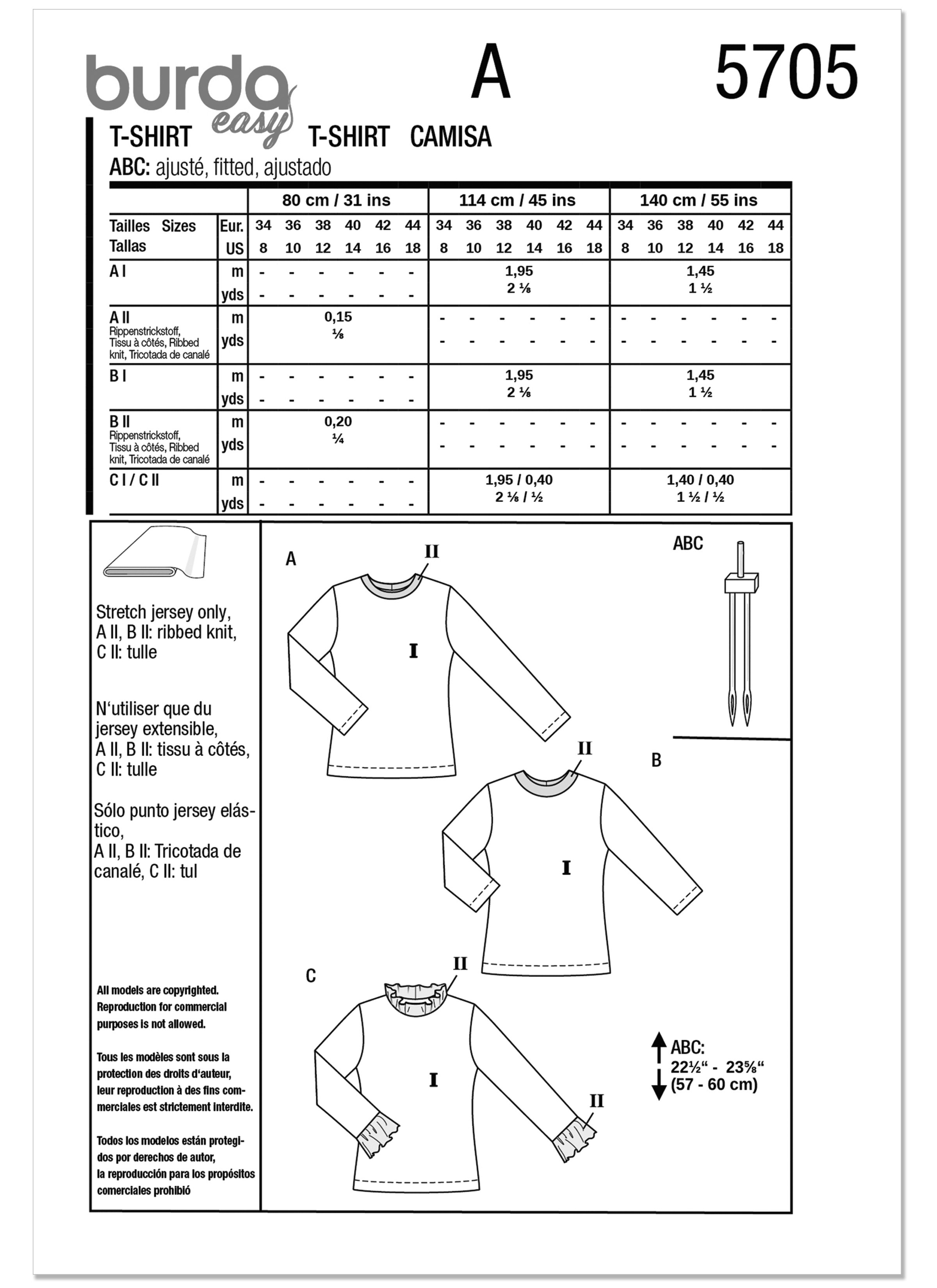 Burda Style Sewing Pattern 5705 Misses' Shirts