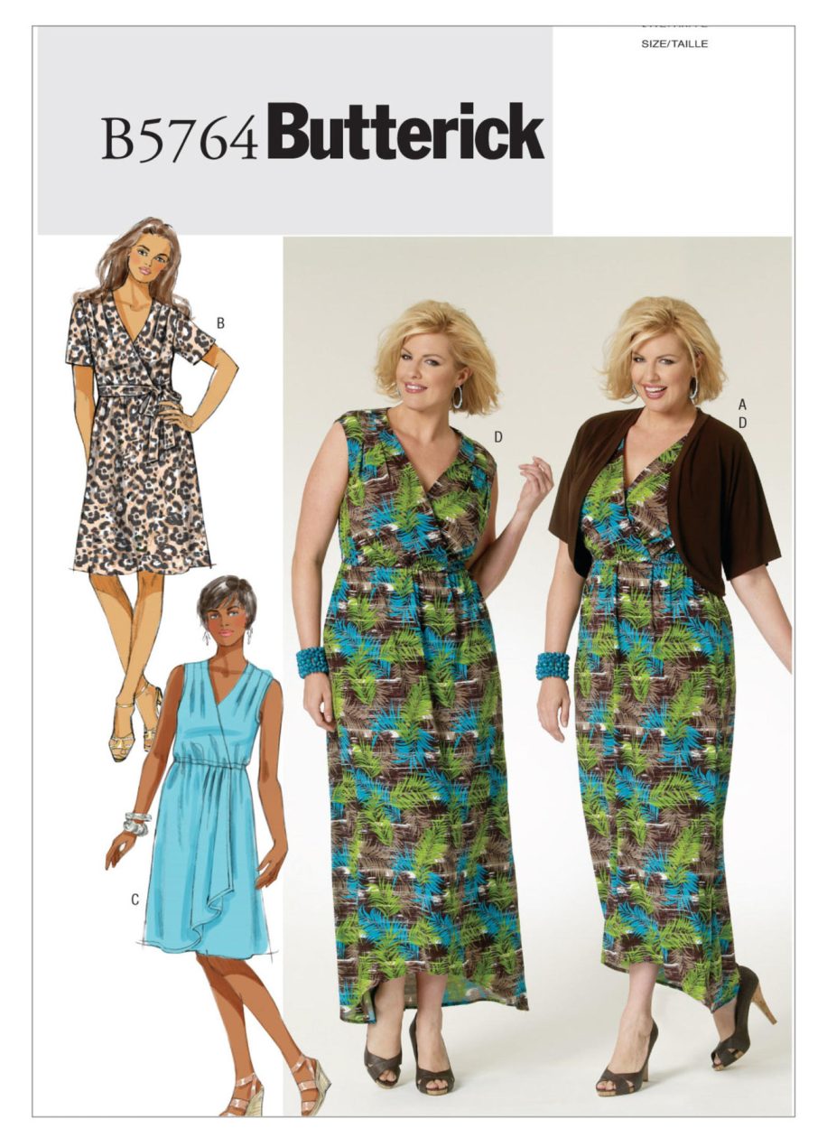 Butterick Sewing Pattern B5764 Women's Shrug, Surplice Dresses and Belt