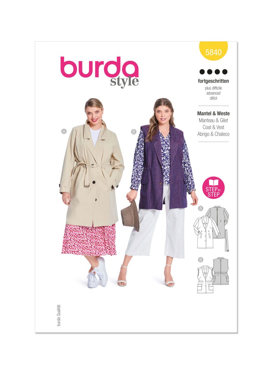 Burda Style Pattern 5840 Misses' Coat & Gilet