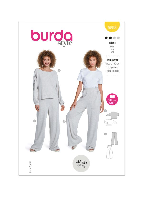 Burda Style Pattern B5853 Misses' Top and Jogger Bottoms