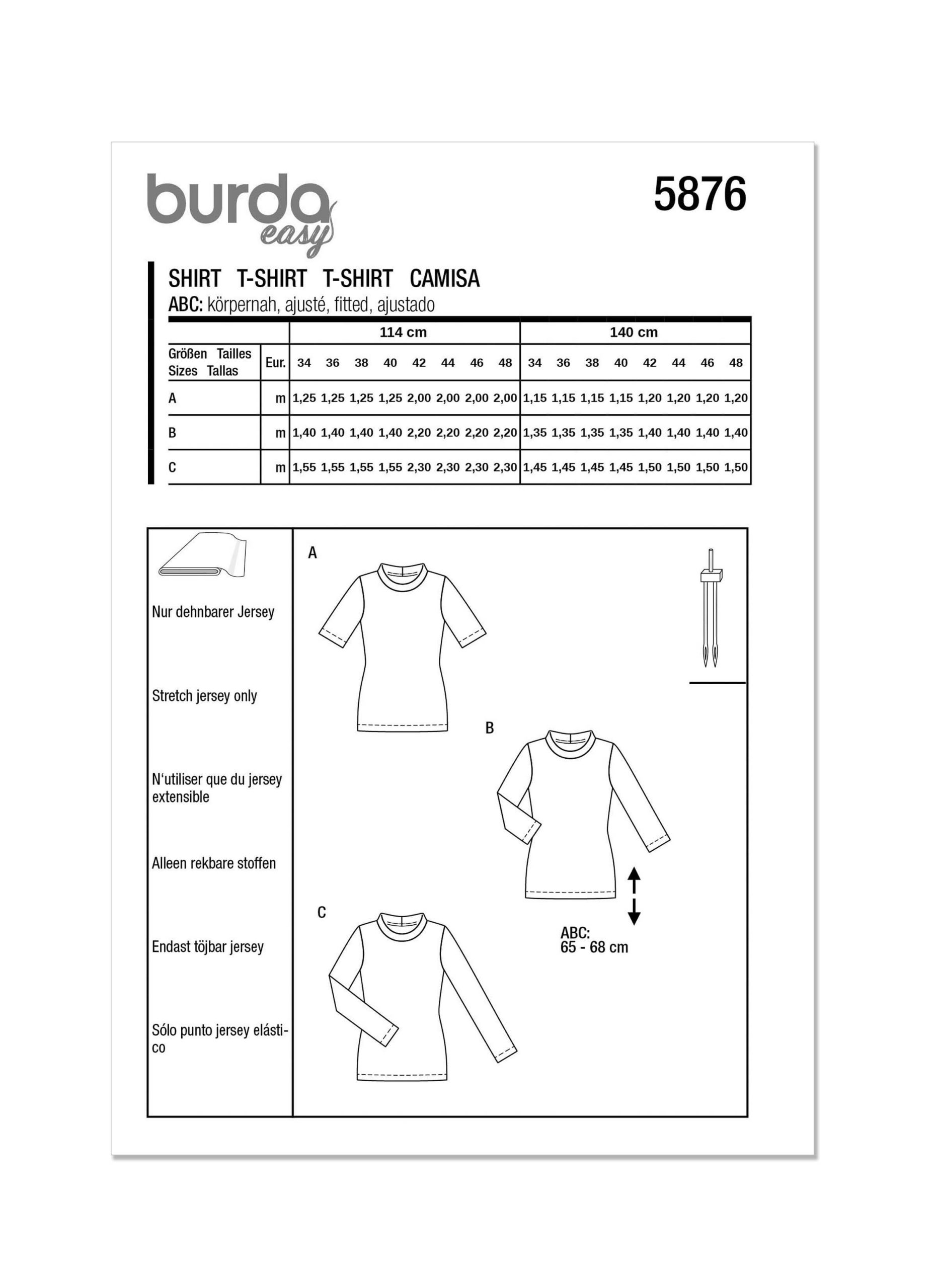 Burda Style Sewing Pattern B5876 Misses' Top