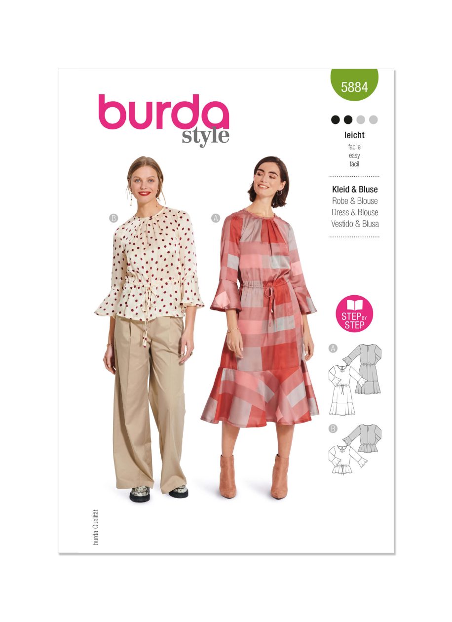 Burda Style Sewing Pattern B5884 Misses’ Blouse & Dress - Sewdirect