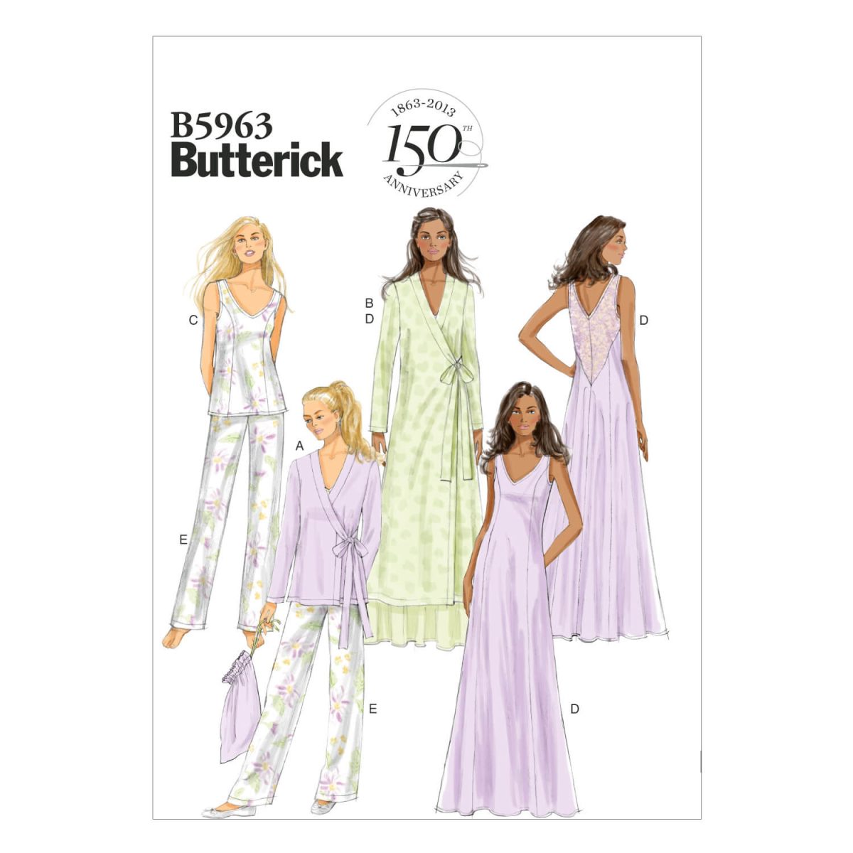 Butterick Sewing Pattern B5963 Misses' Robe, Top, Gown, Pants and Bag