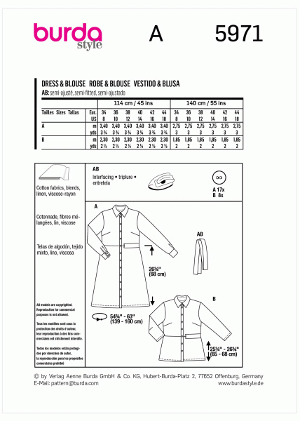 Burda Style Pattern B5971 Misses' Dress