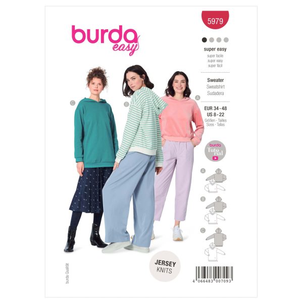 Burda Style Pattern B5979 Misses' Hoodie Tops