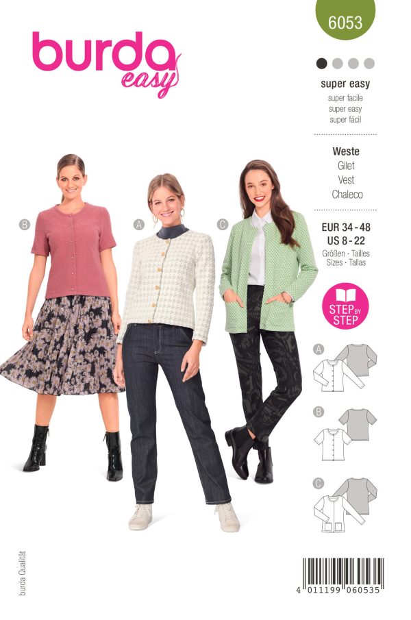 Burda Style Pattern 6053 Misses' Cardigan Jackets
