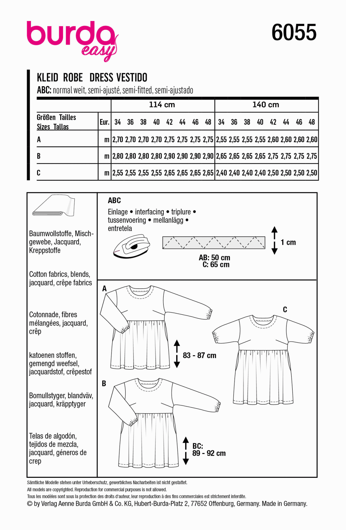 Burda Style Pattern 6055 Misses' Dress