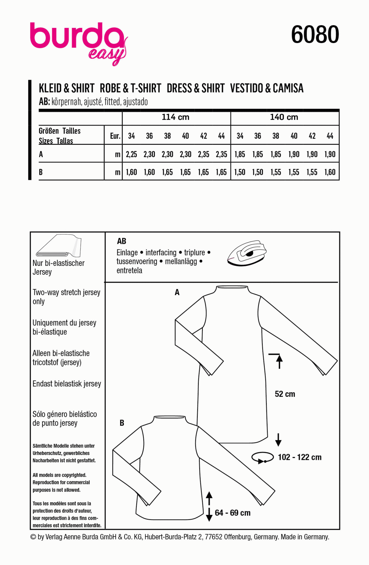 Burda Style Pattern 6080 Misses' Dress and Top