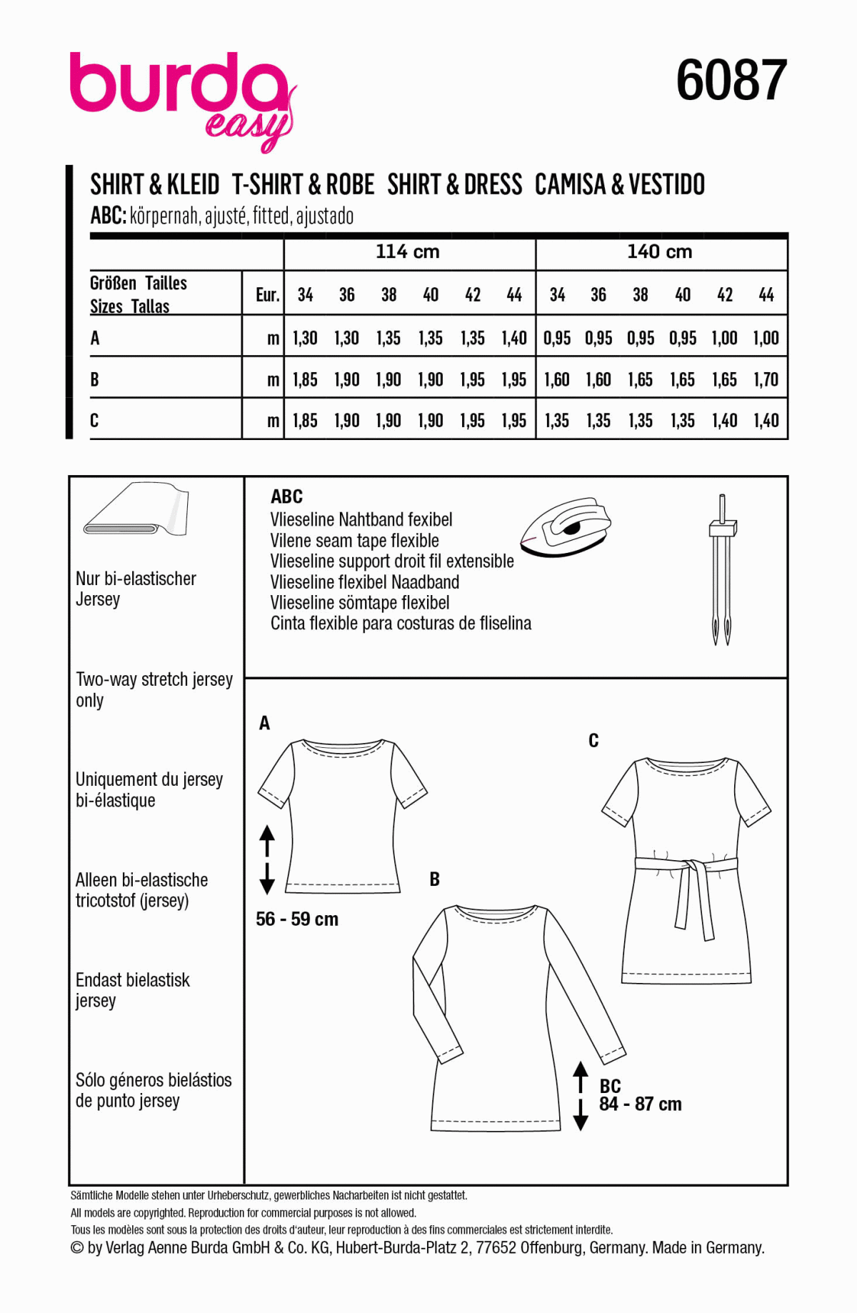 Burda Style Pattern 6087 Misses' Top, Tunic or Dress