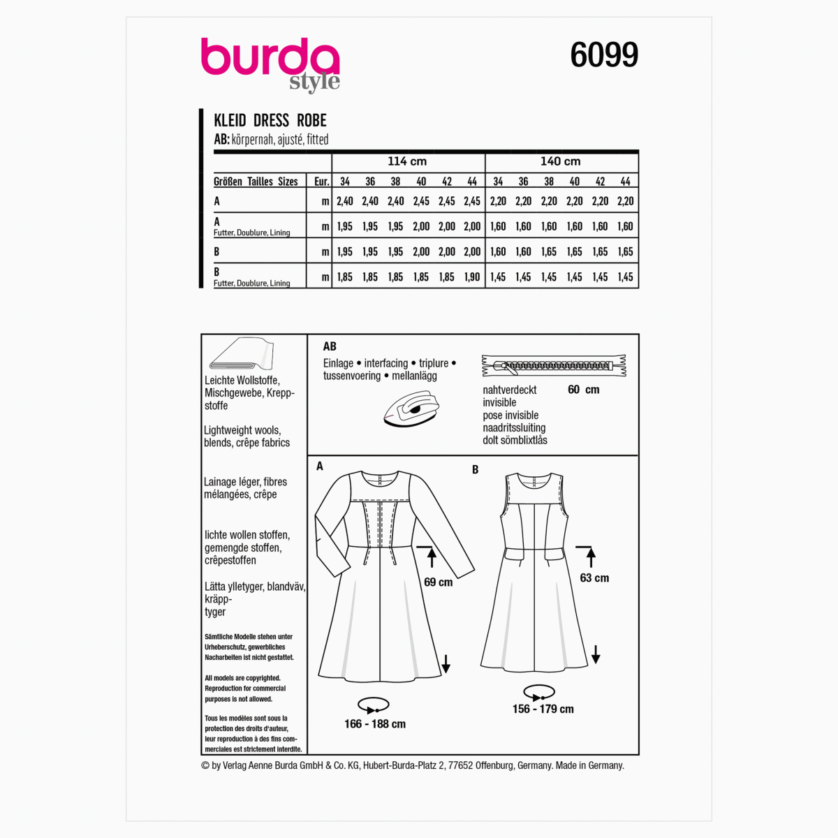 Burda Style Pattern 6099 Misses' Dress