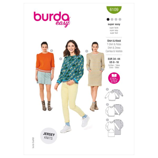 Burda Style Pattern 6109 Misses' Sweatshirt and Sweater Dress