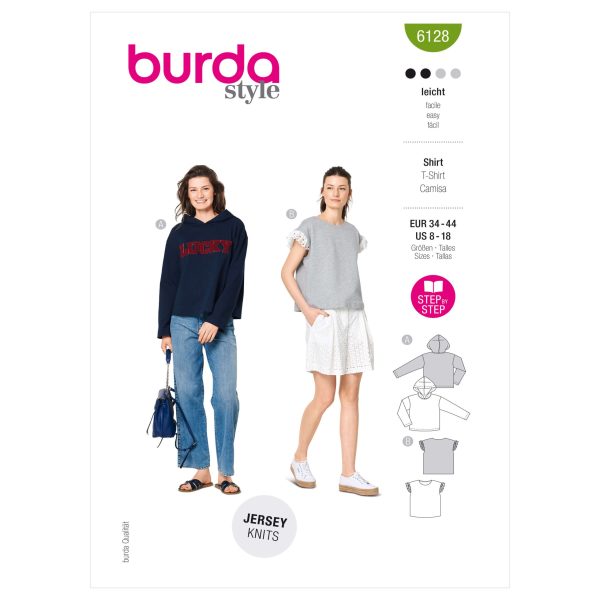 Burda Style Pattern 6128 Misses' Hoodie Sweatshirt or Top