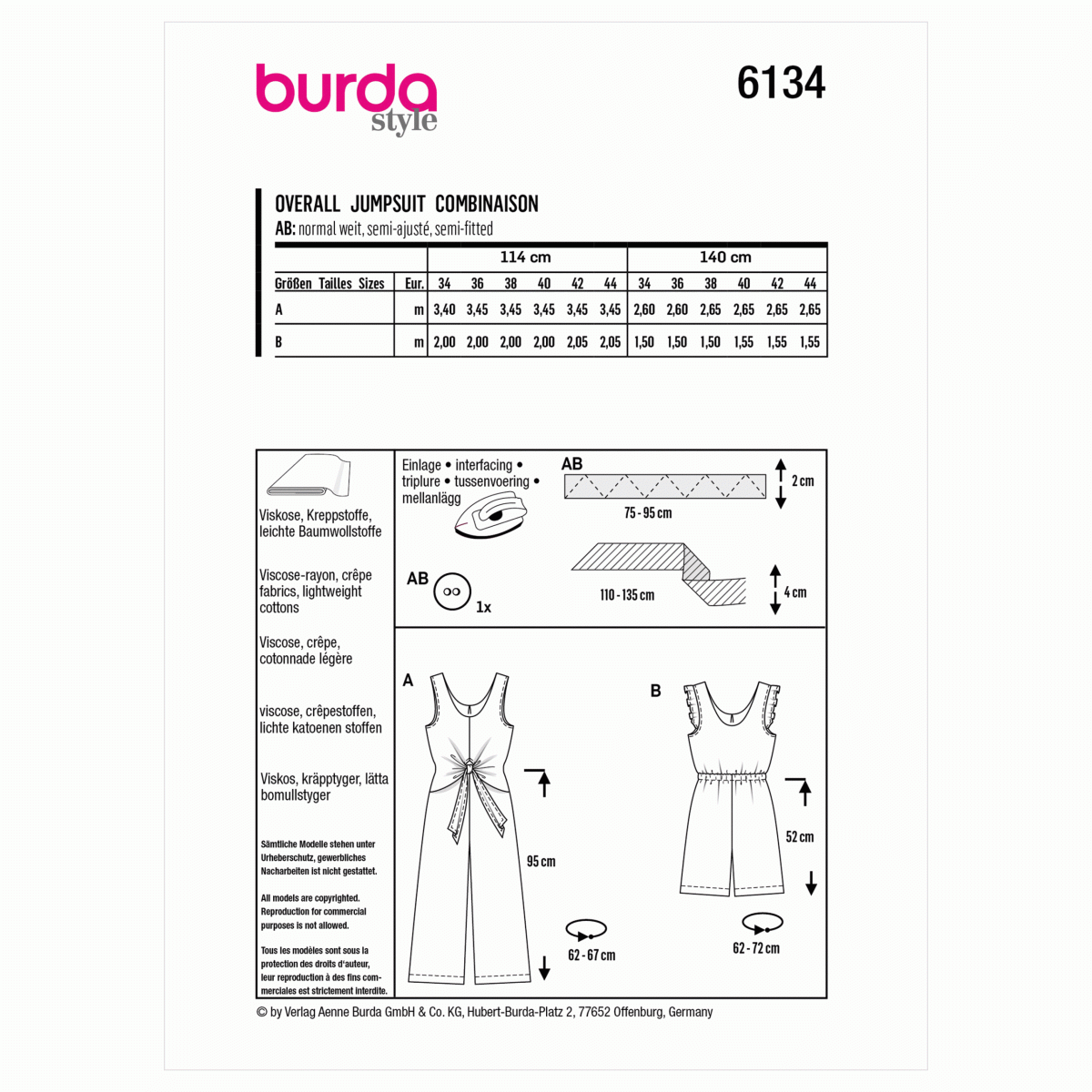 Burda Style Pattern 6134 Misses' Jumpsuit