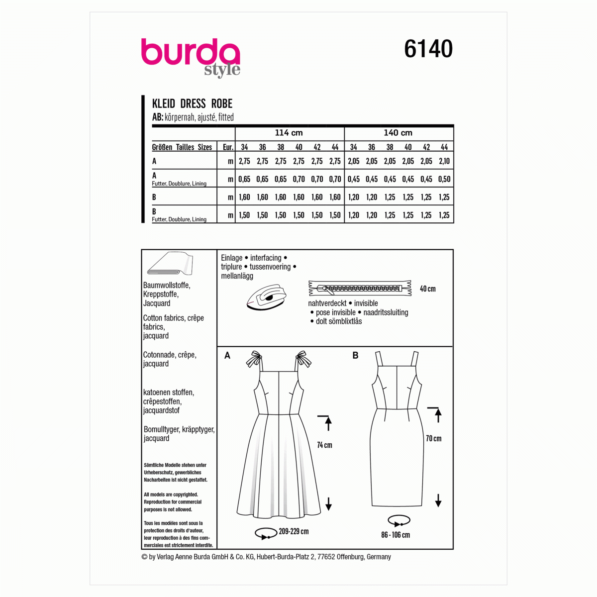 Burda Style Pattern 6140 Misses' Sundress
