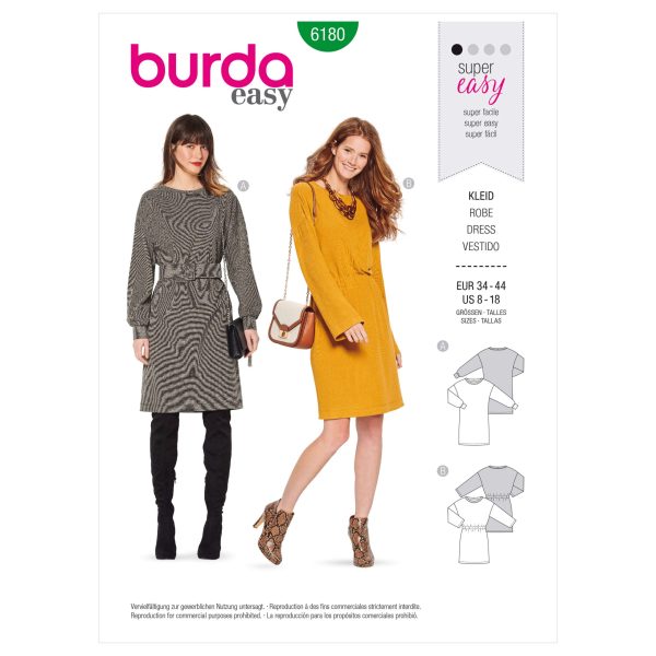 Burda Style Pattern 6180 Misses' Sweater Dress
