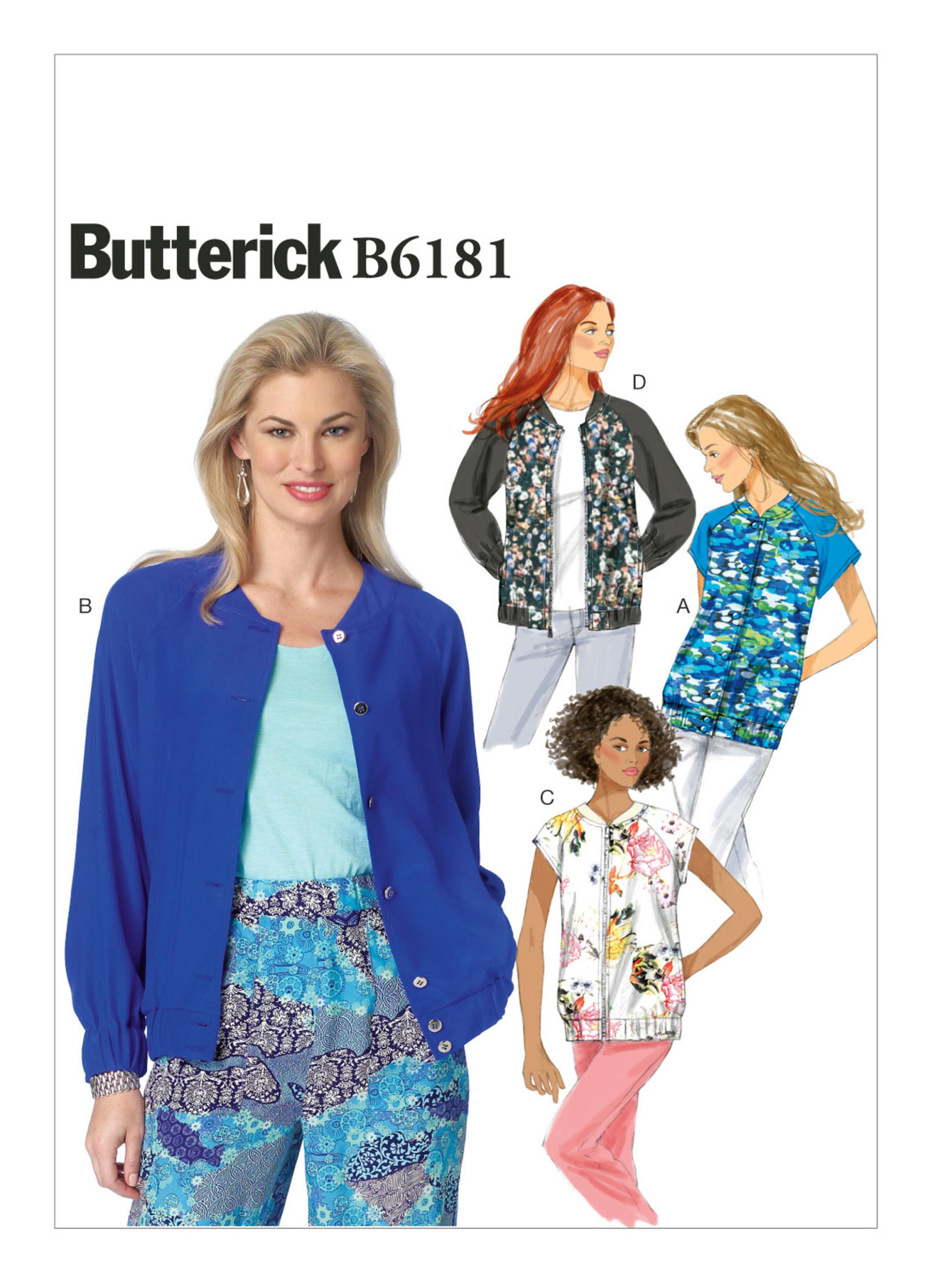 Butterick Sewing Pattern B6181 Misses’ Raglan Sleeve Bomber Jackets