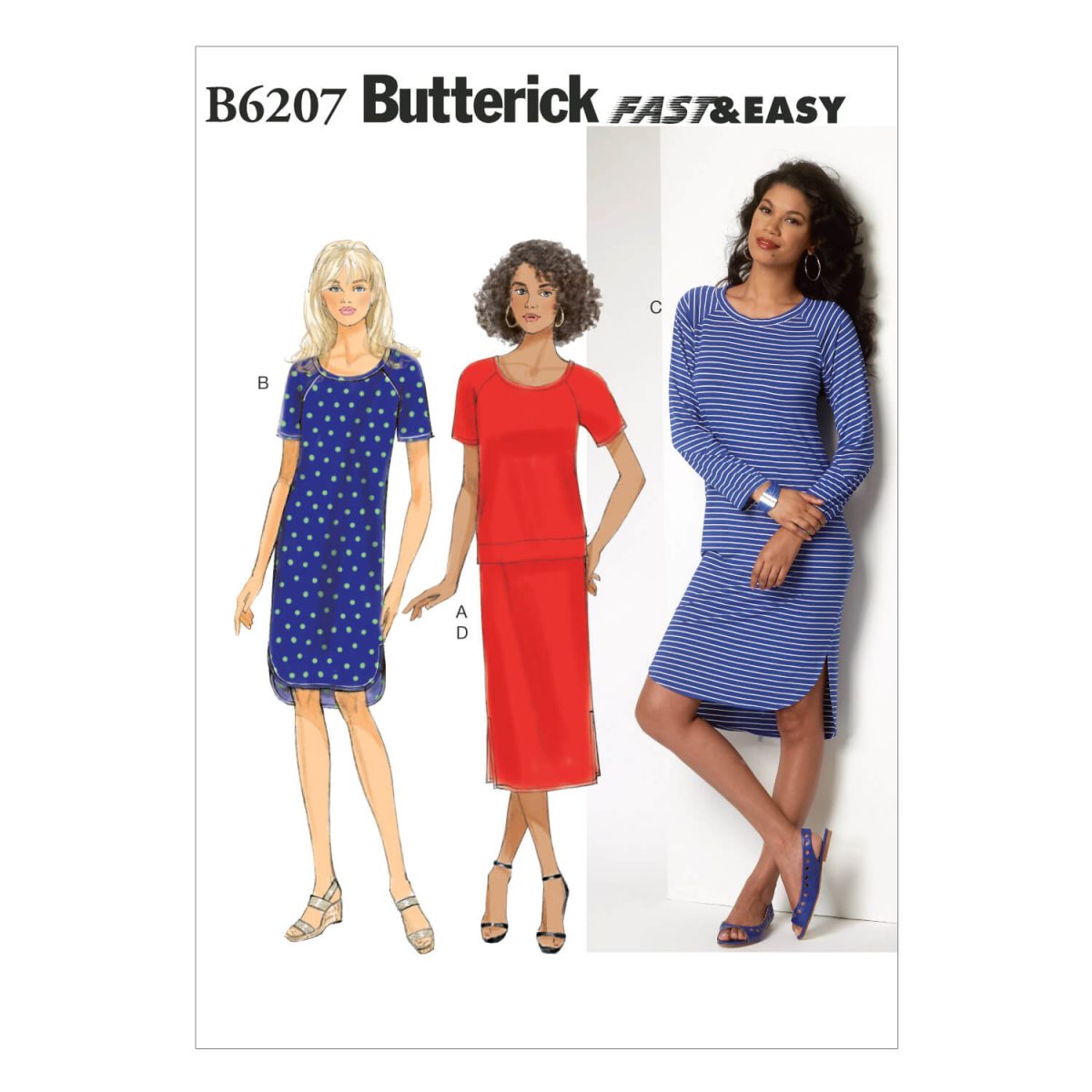 Butterick Sewing Pattern B6207 Misses' Top, Dress and Skirt