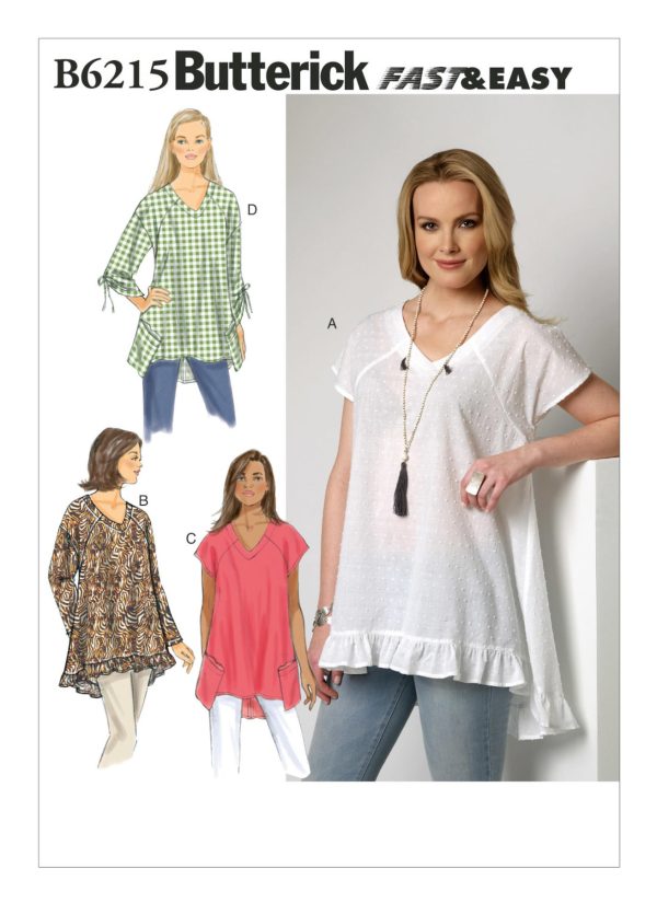 Butterick Sewing Pattern B6215 Misses' Raglan Sleeve Tops