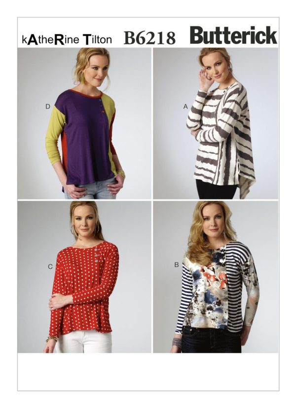 Butterick Sewing Pattern B6218 Misses' Seam-Detail Tops