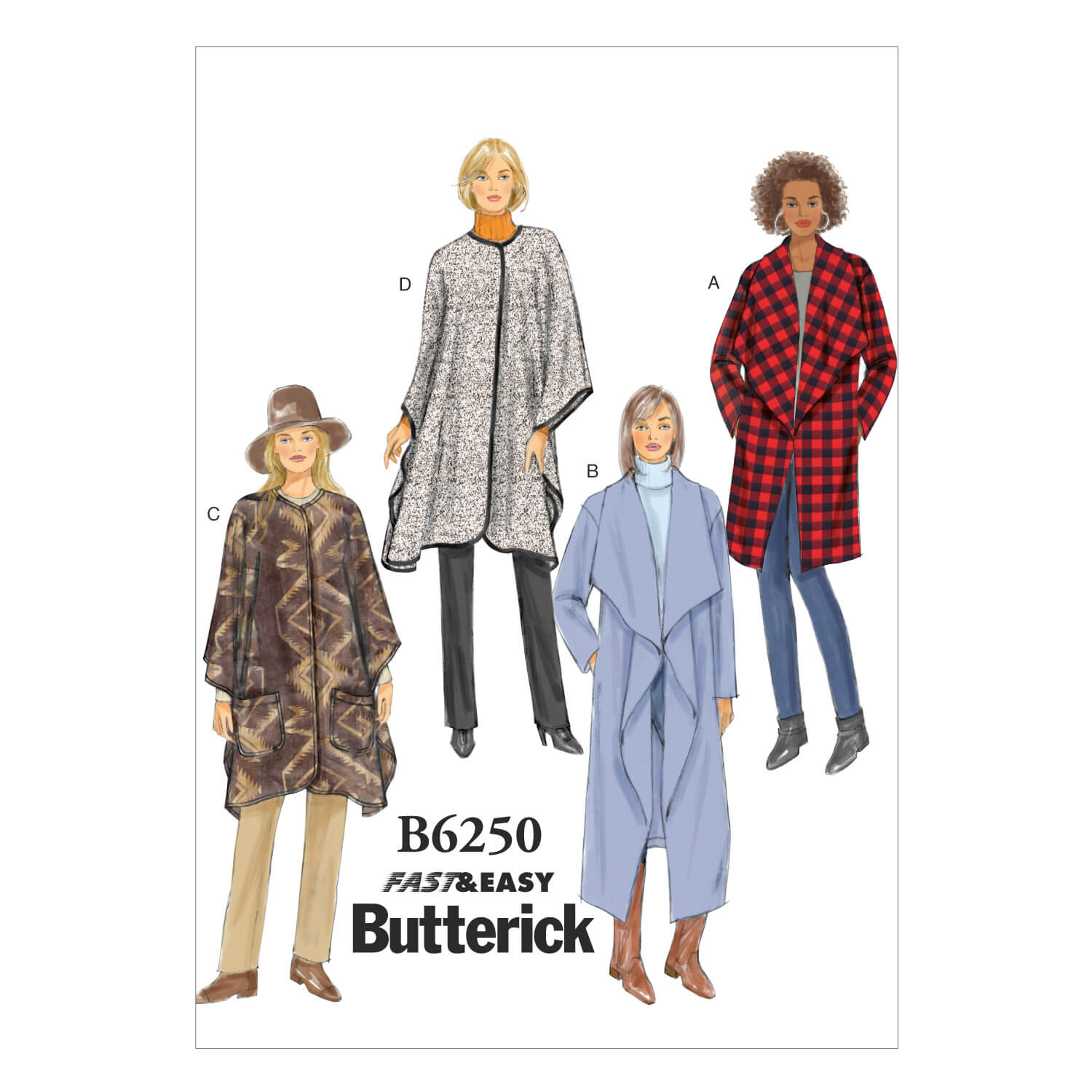 Butterick Sewing Pattern B6250 Misses’ Jacket, Coat and Wrap