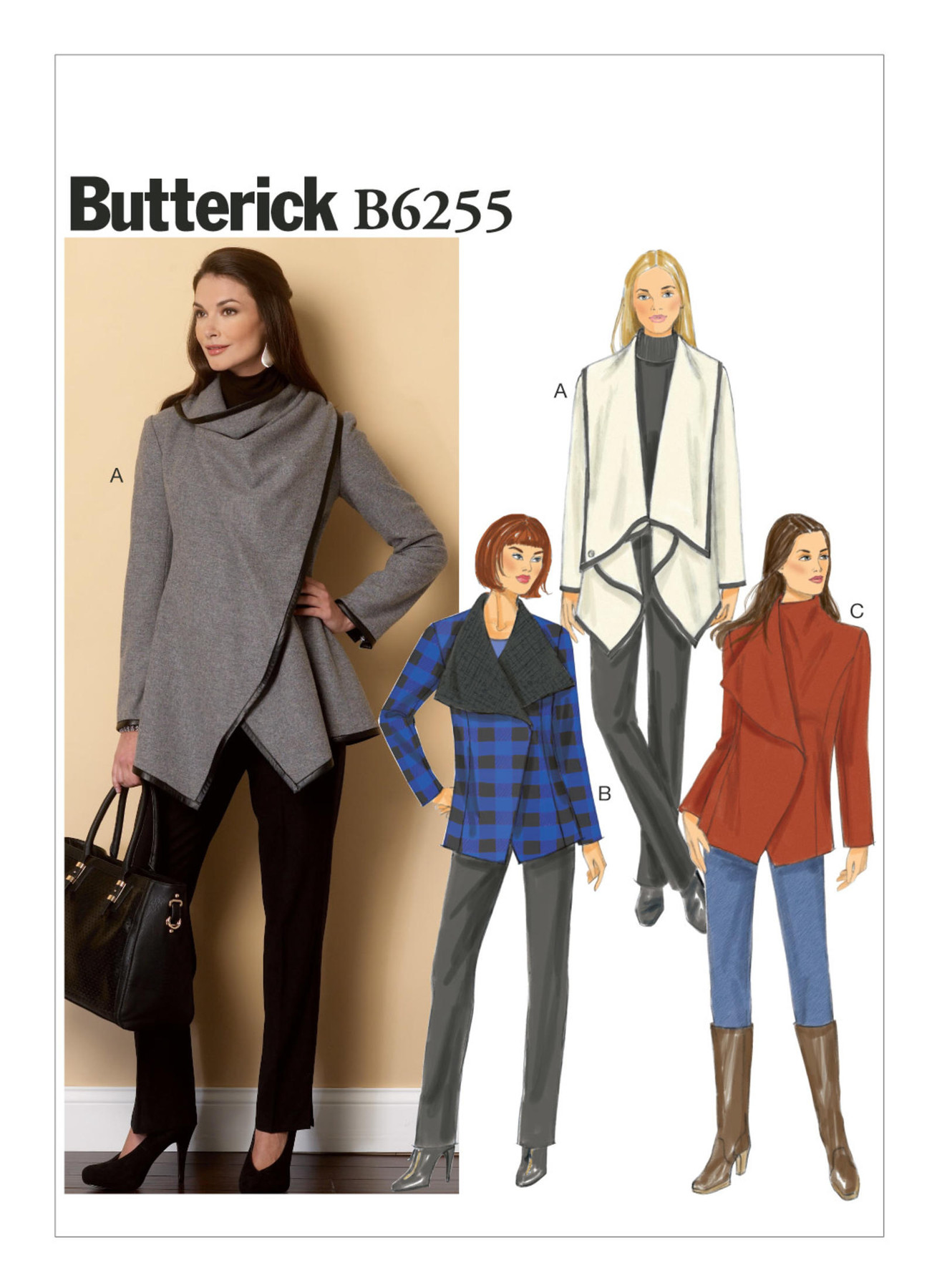 Butterick Sewing Pattern B6255 Misses’ Oversized Collar Coats