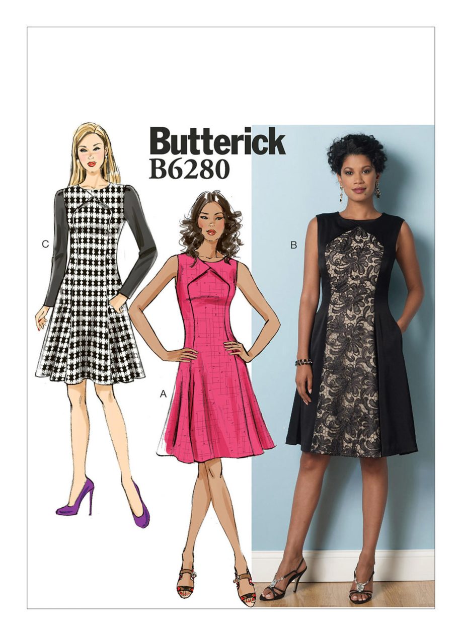 Butterick Sewing Pattern B6280 Misses'/Misses' Petite Curved-Seam Dresses