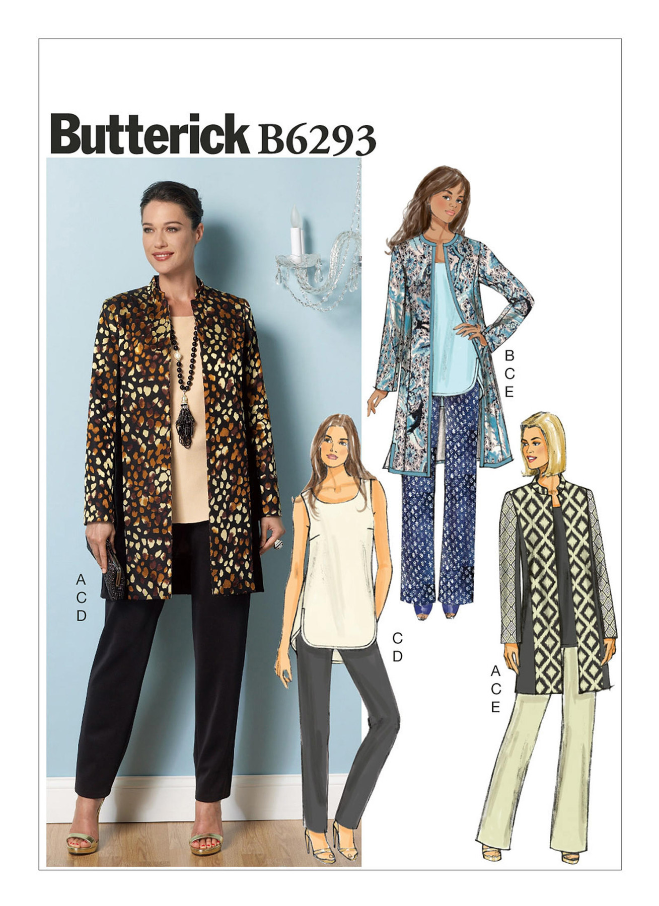 Butterick Sewing Pattern B6293 Misses’ Open-Front Jackets, Top and Trousers