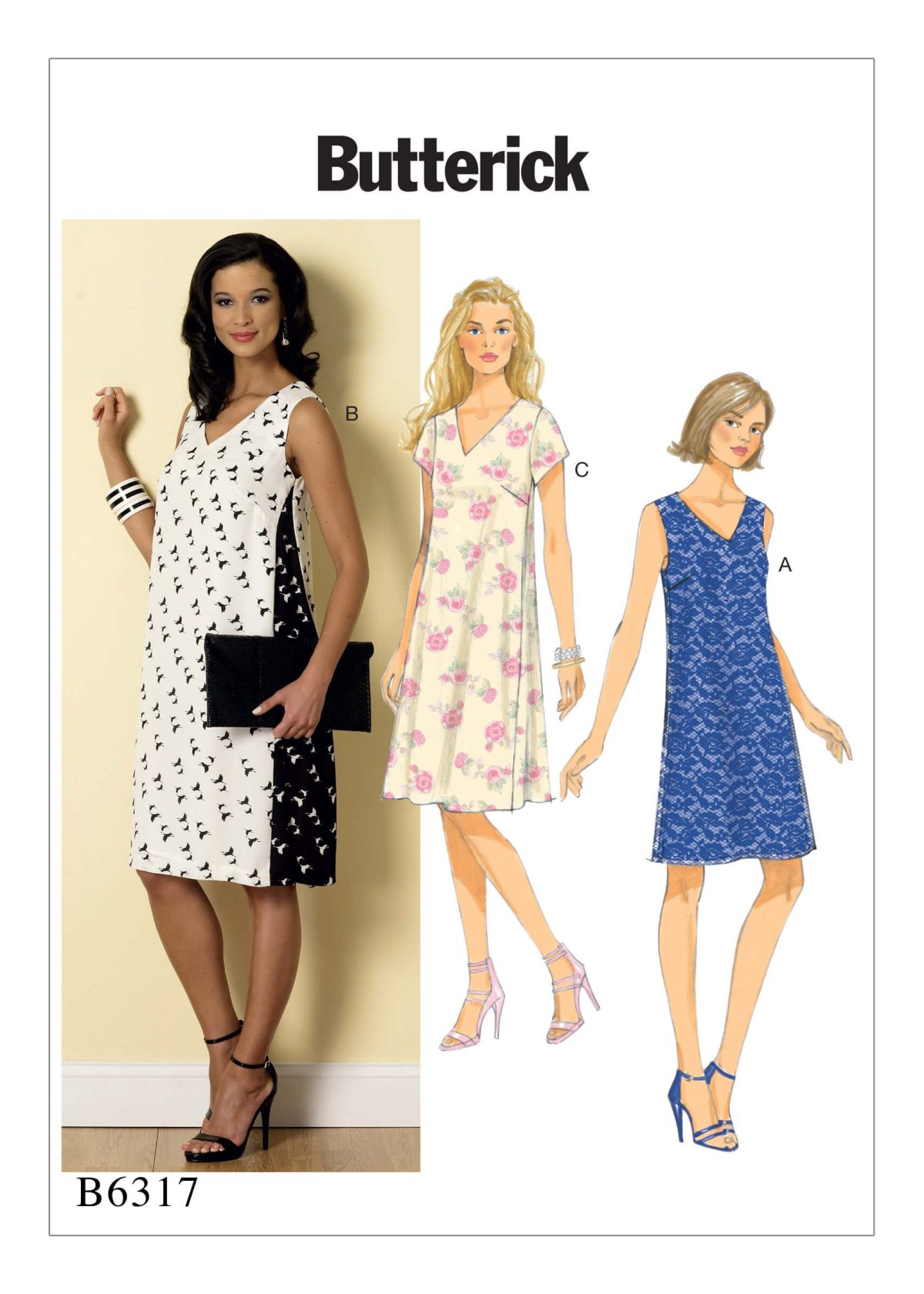 Butterick Sewing Pattern B6317 Misses' Pullover V-Neck Dresses