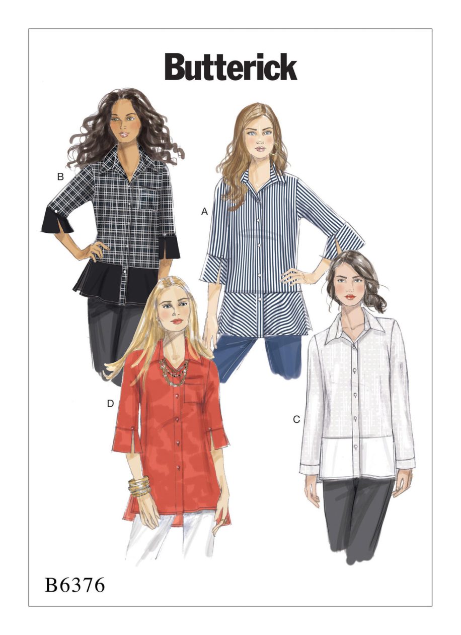 Butterick Sewing Pattern B6376 Misses’ Button-Down Shirts with Side ...