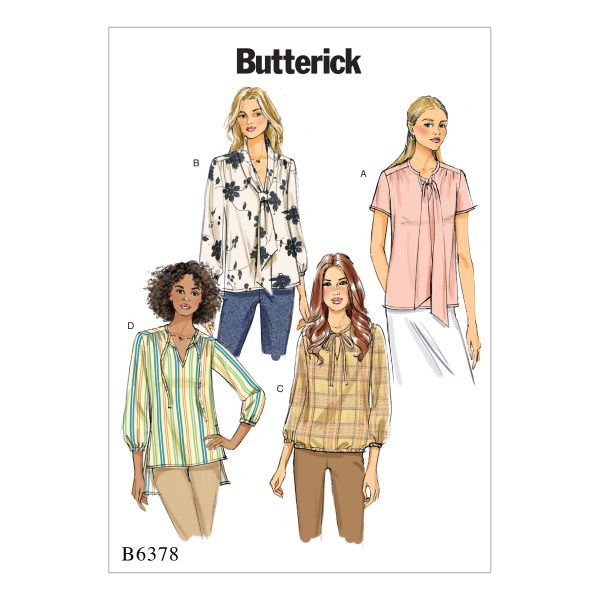 Butterick Sewing Pattern B6378 Misses' Gathered Tops and Tunics with Neck Ties