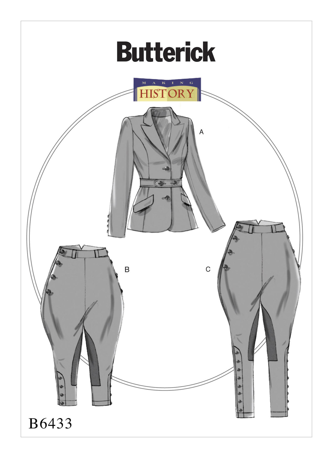 Butterick Sewing Pattern B6433 Misses’ Banded Jacket, Jodphurs, and Breeches