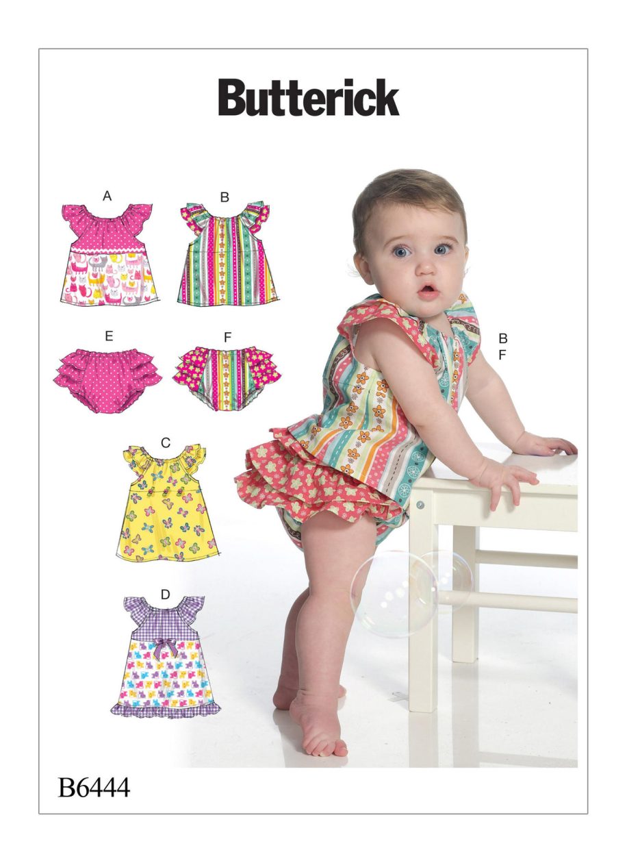 Butterick Sewing Pattern B6444 Infants' Ruffled Tops, Dresses and Panties