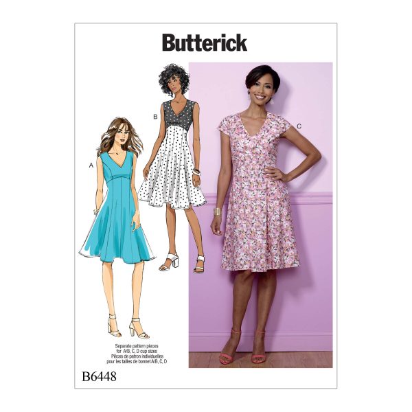 Butterick Sewing Pattern B6448 Misses' Fit-and-Flare, Empire-Waist Dresses