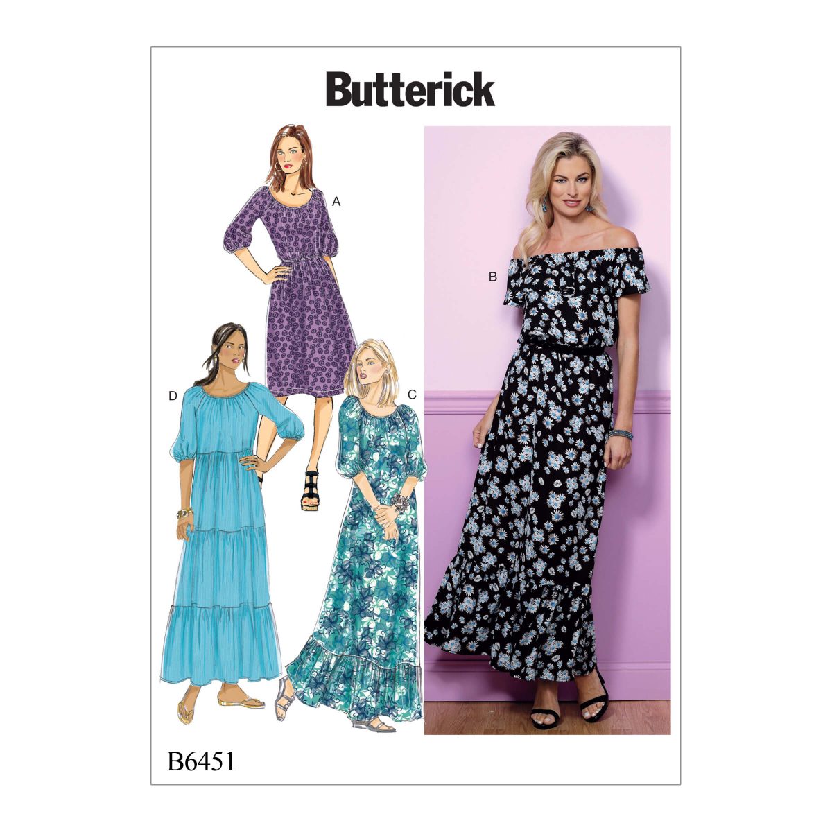 Butterick Sewing Pattern B6451 Misses' Gathered, Blouson Dresses