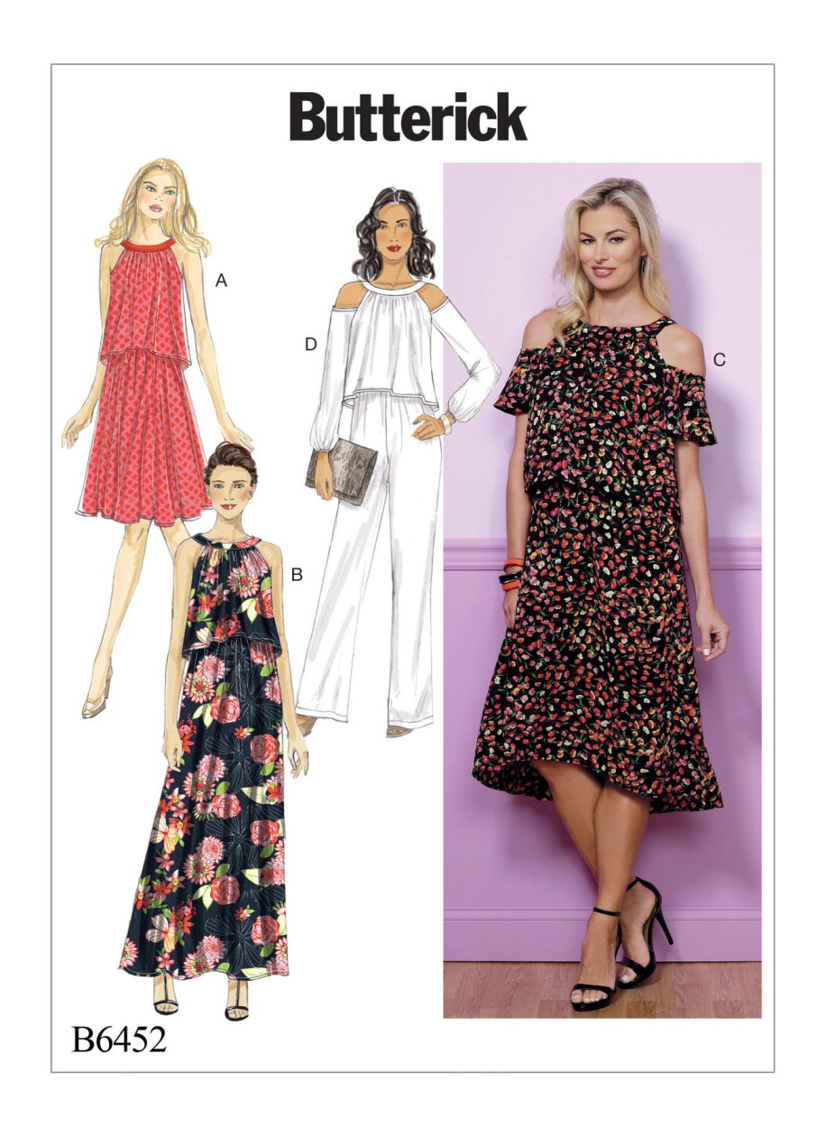 Butterick Sewing Pattern B6452 Misses' Cold-Shoulder or Sleeveless Dresses and Jumpsuit