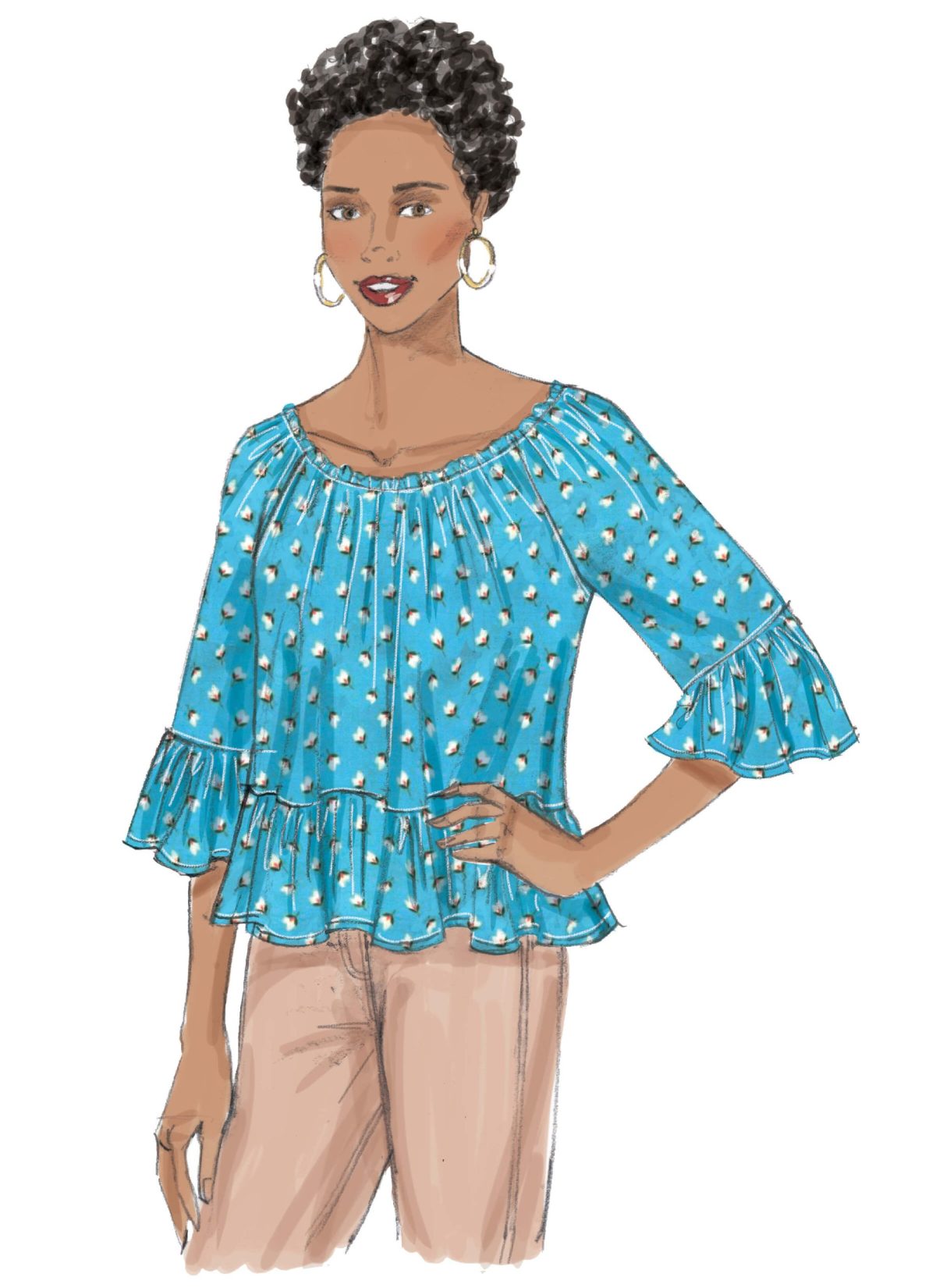 Butterick B6455 Sewing Pattern Misses' Gathered, Raglan Sleeve