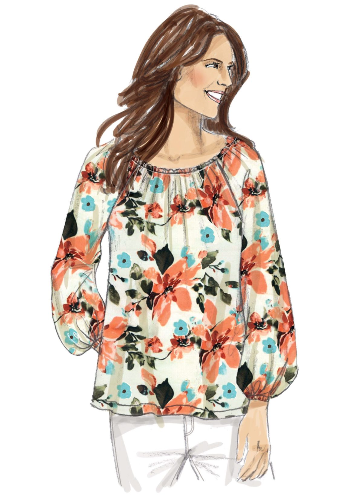 Butterick B6455 Sewing Pattern Misses' Gathered, Raglan Sleeve