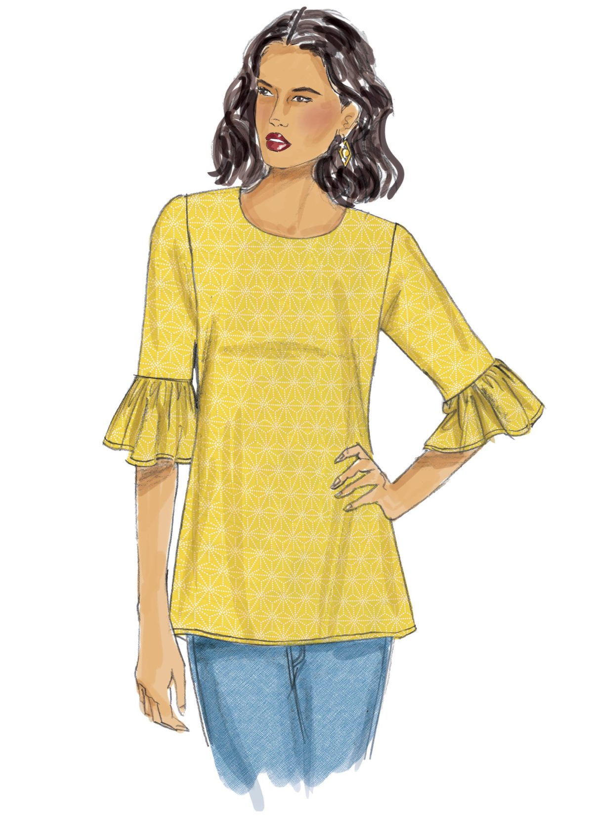 Butterick Sewing Pattern B6456 Misses' Tulip or Ruffle Sleeve Tops