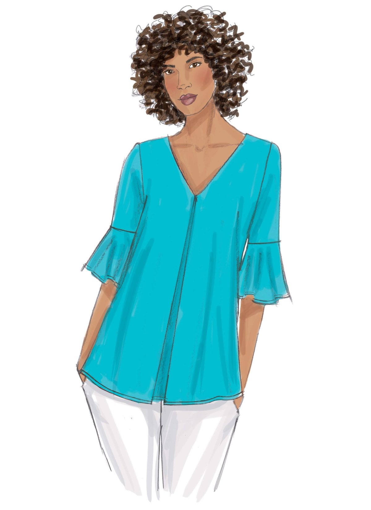 Butterick Sewing Pattern B6456 Misses' Tulip or Ruffle Sleeve Tops