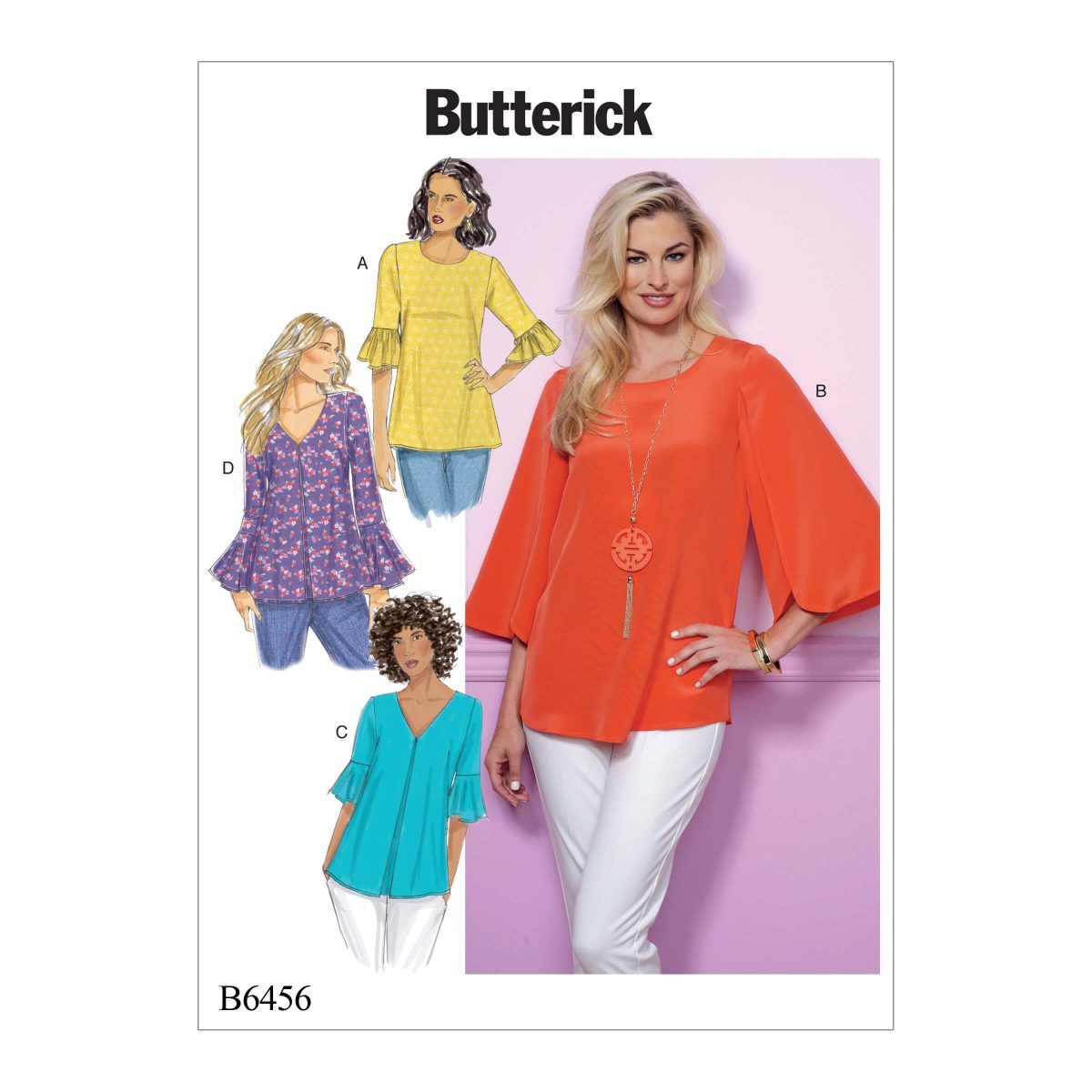 Butterick Sewing Pattern B6456 Misses' Tulip or Ruffle Sleeve Tops