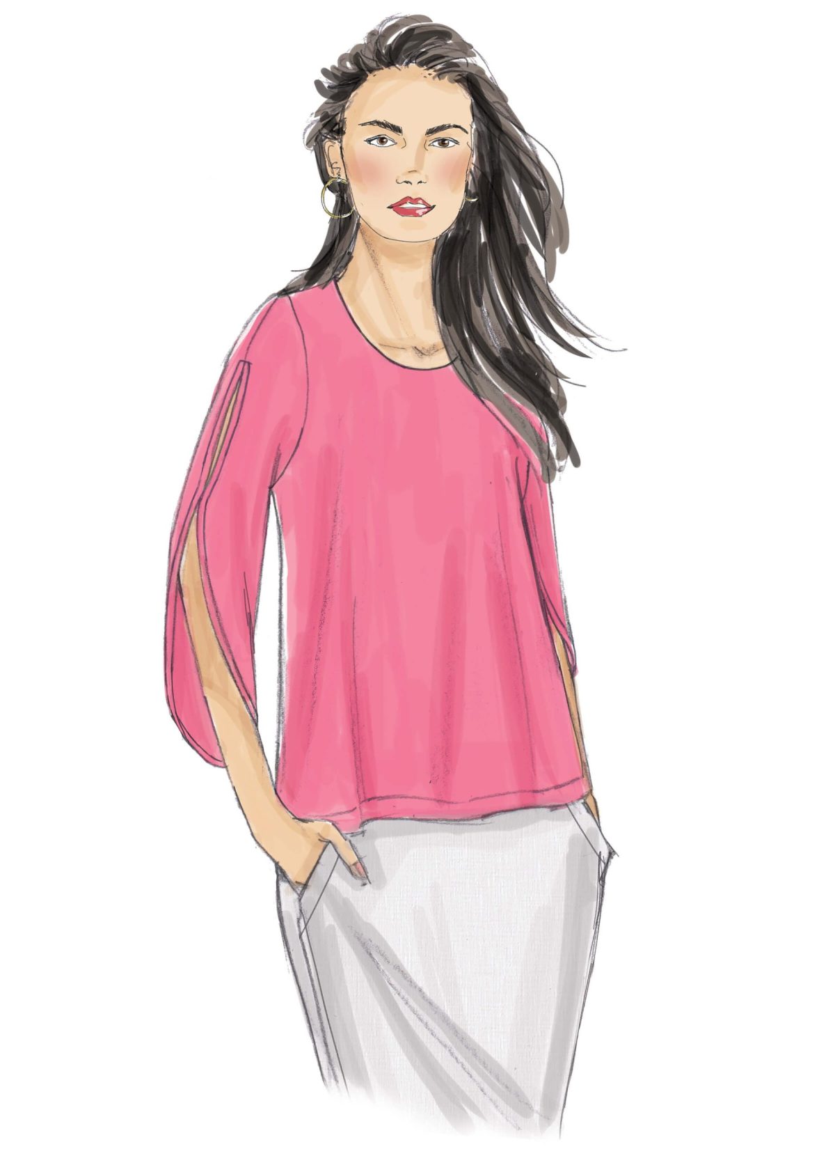 Butterick Sewing Pattern B6457 Misses' V-Neck or Scoopneck, Cold-Shoulder Tops