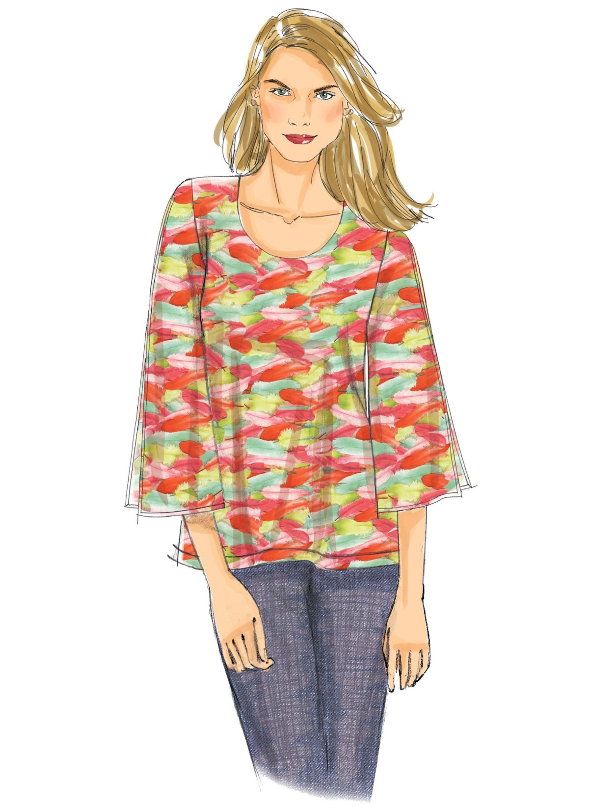 Butterick Sewing Pattern B6457 Misses' V-Neck or Scoopneck, Cold-Shoulder Tops