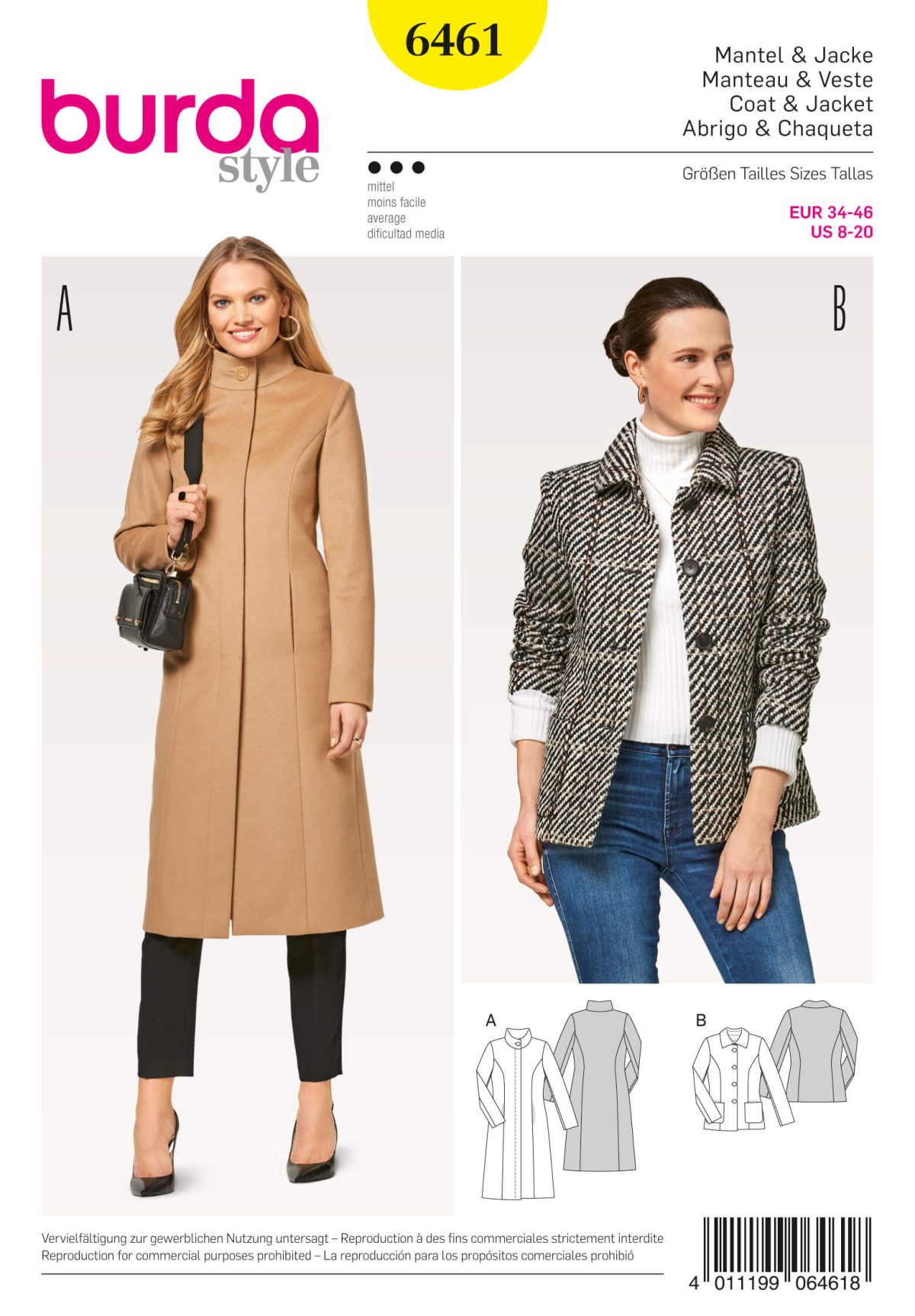 Burda Style Pattern B6461 Women's Coats
