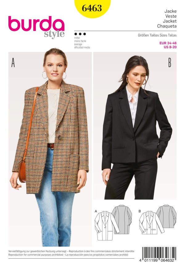 Burda Style Pattern B6463 Women's Blazer