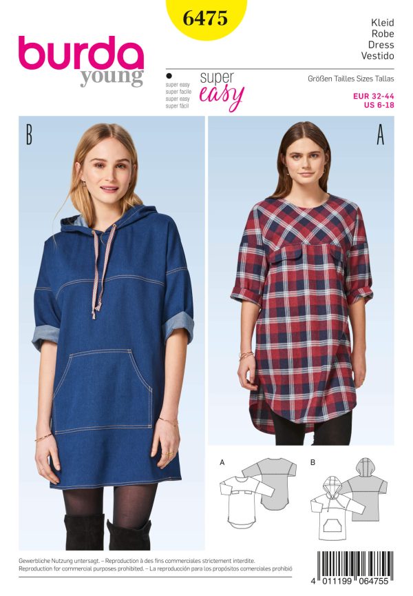 Burda Style Pattern B6475 Women's Hooded Dress