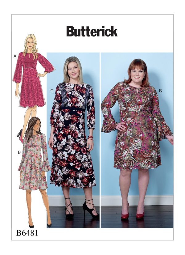 Butterick Sewing Pattern B6481 Misses'/Women's Dresses with Waistband, and Bodice and Sleeve Options